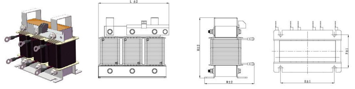 The outline drawing of Three-phase tuning reactor