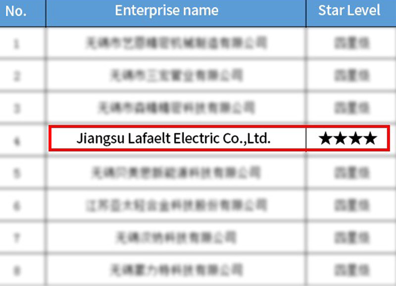 Lafaelt Electric has successfully shortlisted in the list of the first batch of provincial four-star cloud companies in 2023